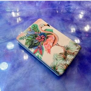 Y2k Retro Tropical Flamingo Compact Makeup Mirror Fun Kitschy Graphic Novelty